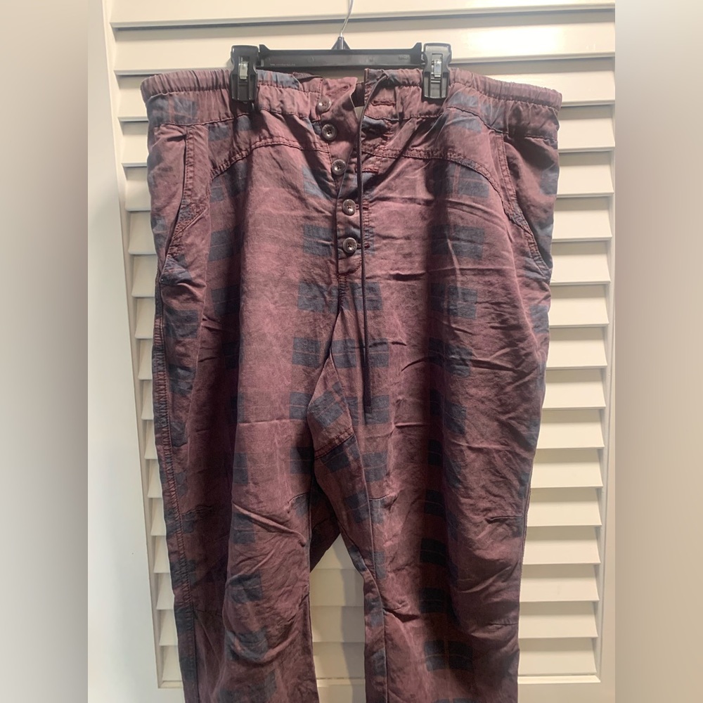 Anthropologie drawstring waist and button down fly pants, jogger